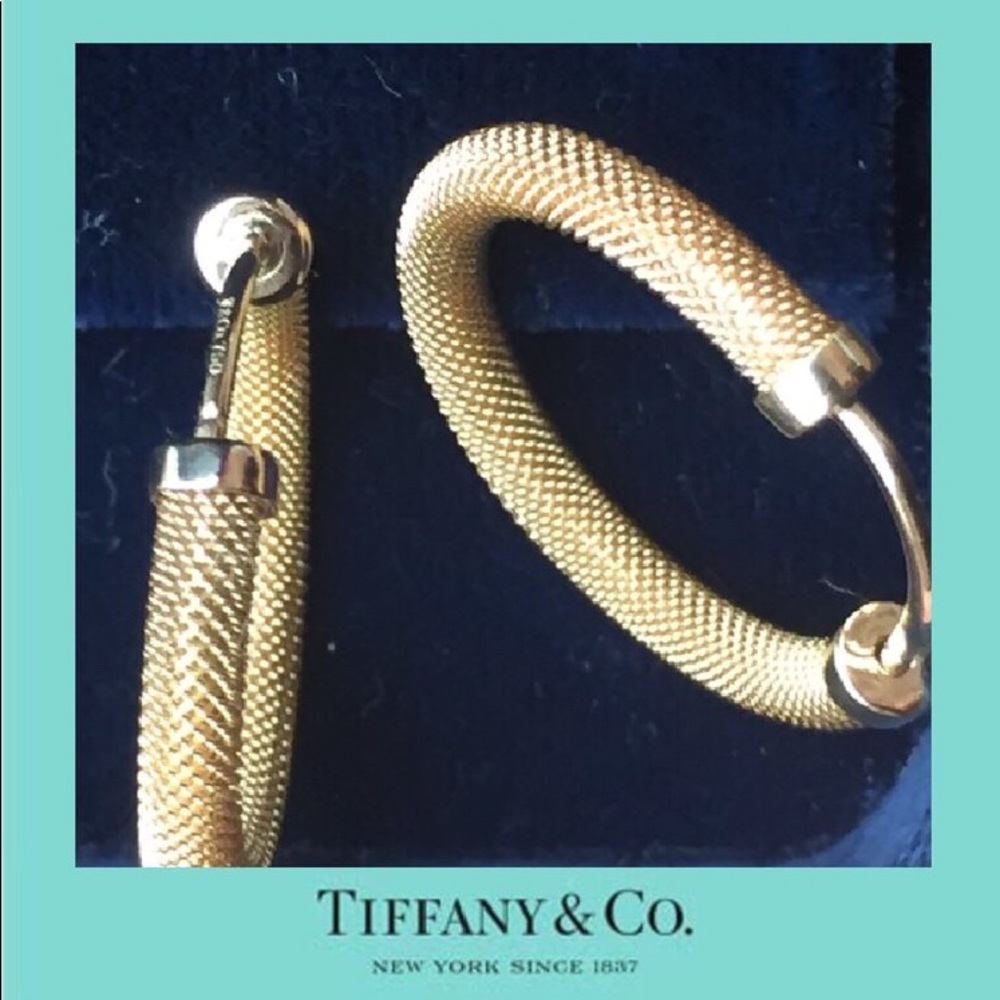 Tiffany&co 18k Gold somerset mesh hoop earrings